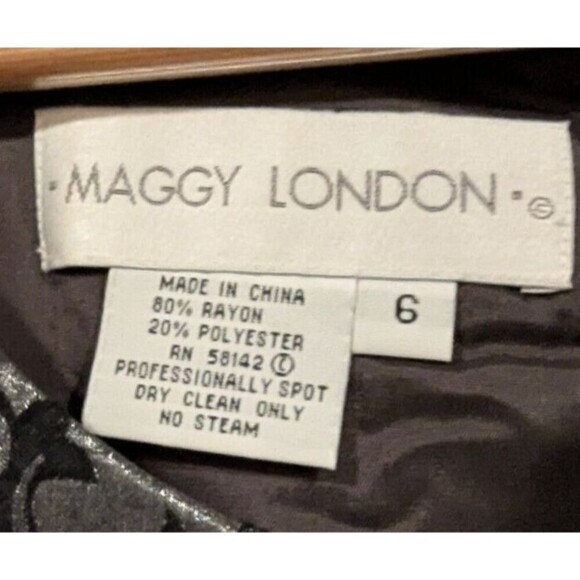 Maggy London Sz 6 Mother of the bride/groom Silver Jaquard Peplum Dress Formal - Picture 3 of 5